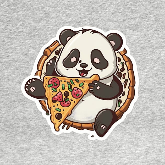 Cute Cartoon Panda Eating Pizza Funny Kawaii by kiddo200